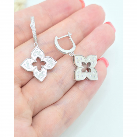 Cercei cu Trifoi din Argint 925, Pietre Zirconia – 6.84 g, 3 cm [1]