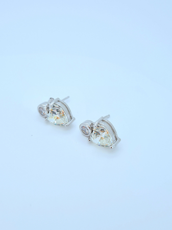 Bijuterii din argint - Cercei din Argint 925 cu Cristale Zirconia Transparente – 3.76 g, 1.5 cm
