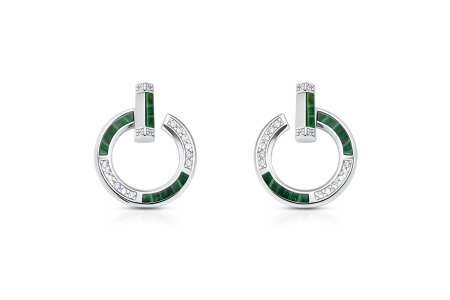 Cercei din argint - Cercei din argint 925 cu inserții de malachit – model modern elegant