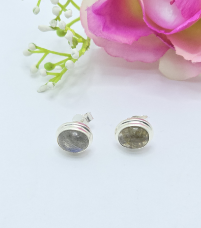 Cercei din argint - Cercei din Argint 925 cu Labradorit – 4.22 g, 1.5 cm