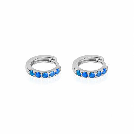 Bijuterii din argint - Cercei din Argint 925 cu Opal Albastru pentru Copii – 1.23 g, 1 cm
