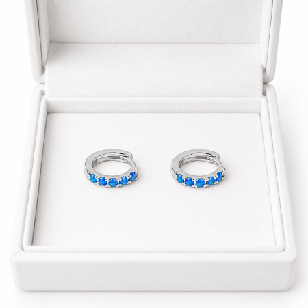 Cercei din Argint 925 cu Opal Albastru pentru Copii – 1.23 g, 1 cm [2]