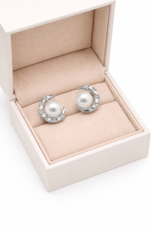 Cercei din Argint 925 cu Perle Naturale și Zirconia – Eleganță Delicată, 1.3 cm [1]