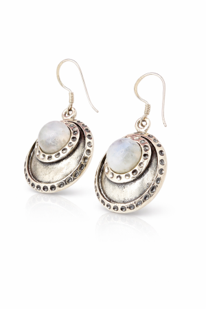Cercei din argint - Cercei din argint 925 cu Piatra Lunii – model boho elegant