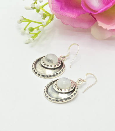 Cercei din argint - Cercei din Argint 925 cu Piatra  Lunii  – 7.63 g, 4 cm