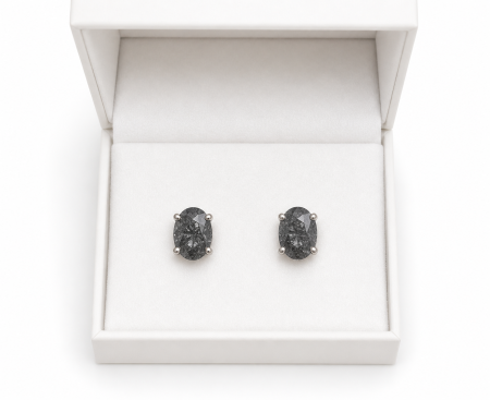 Cercei din argint 925 cu piatră neagră druzy [1]