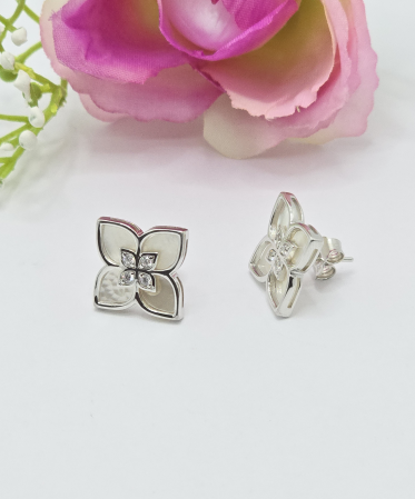 Cercei Trifoi din Argint 925 cu Sidef – 4.81 g, 1.5 cm [1]