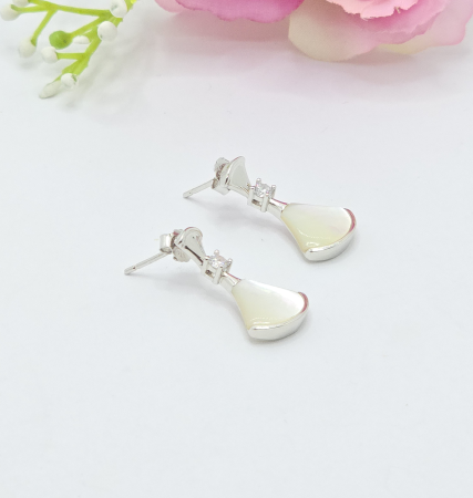 Cercei din argint - Cercei din Argint 925 cu Sidef , Culoare Sidef – 3.19 g, 2 cm