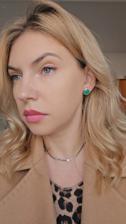 Cercei din Argint 925 cu Smarald Idris, Culoare verde – 5.27 g, 1.3 cm [2]