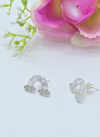 Cercei  Curcubeu din Argint 925 cu Zirconia – 2.85 g, 1.8 cm [1]