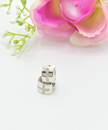 Cercei cu cruce din Argint 925 cu Zirconia – 4.59 g,  1 cm [2]