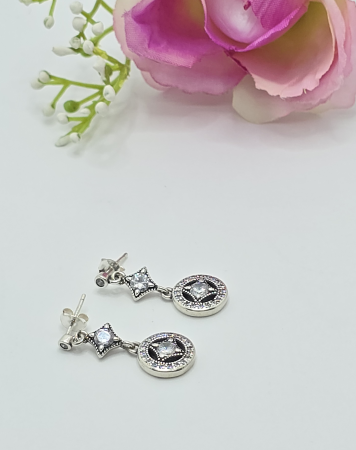 Cercei din argint - Cercei din Argint 925 cu Zirconia – 5.77 g, 2.5 cm