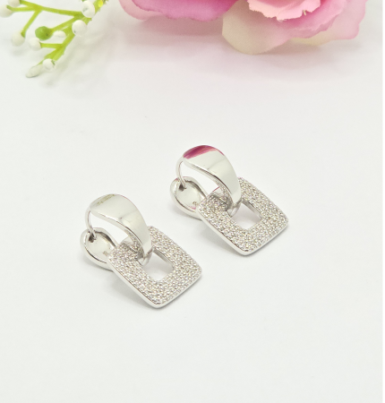 Cercei din argint - Cercei  din Argint 925 cu Zirconia – 6.61 g, 2.3 cm