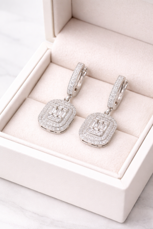 Cercei din argint 925 cu zirconia – model elegant tip pandantiv [1]