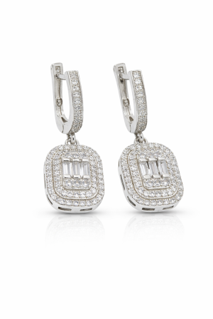 Cercei din argint - Cercei din argint 925 cu zirconia – model elegant tip pandantiv