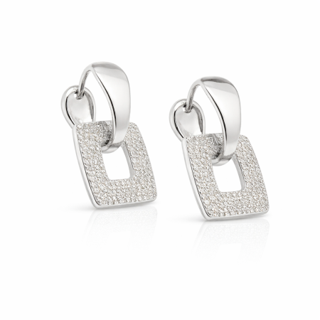 Cercei din argint - Cercei din argint 925 cu zirconia – model modern rectangular