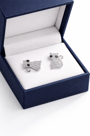 Cercei din argint 925 cu zirconia – model pisicuțe, 1.7 cm [1]