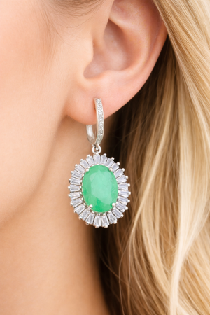 Cercei din Argint 925 cu Zirconia Verde – Design Statement Elegant, 5 cm [1]