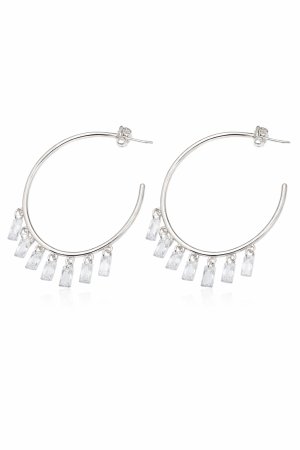 Cercei din argint - Cercei din argint 925 cu zirconii – model cerc cu pandantive