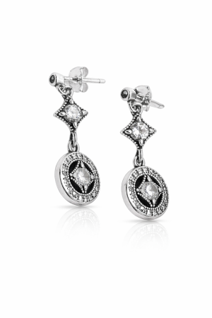 Cercei din argint - Cercei din argint 925 cu zirconii – model elegant vintage