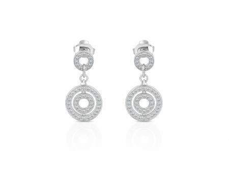 Cercei din argint - Cercei eleganți din argint 925 cu zirconii și design circular