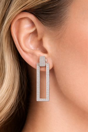 Cercei din argint 925 cu zirconii – model geometric elegant [1]