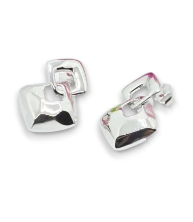 Cercei din argint - Cercei din argint 925 – design geometric modern, fără pietre