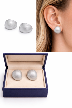 Cercei din argint 925 – design modern satinat, formă organică [3]