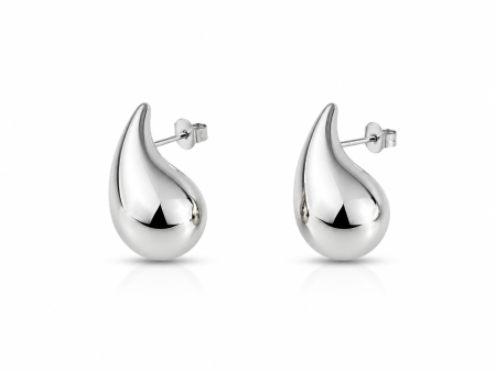 Cercei din argint - Cercei din Argint 925 – Design Modern Tip Picătură, Fără Pietre, 4 cm