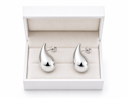 Cercei din Argint 925 – Design Modern Tip Picătură, Fără Pietre, 4 cm [1]