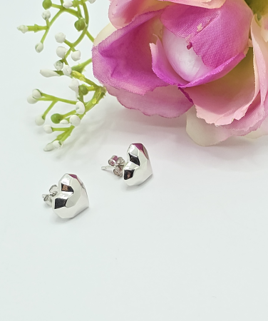 Cercei din argint - Cercei in forma de inimioara din Argint 925 fara pietre– 2.94 g, 1 cm
