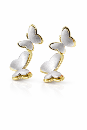 Cercei din argint - Cercei din argint 925 bicolori în formă de fluturi