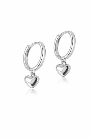 Cercei din argint - Cercei din argint 925 fără pietre – model cerc cu inimioară