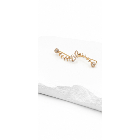 Cercei din Aur - Cercei Ear Climber din Aur 14K cu Zirconii – Design Floral Modern