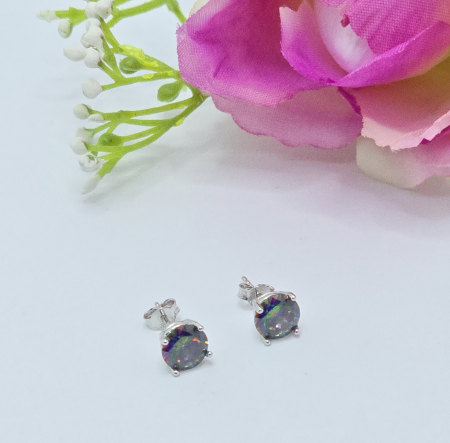 Cercei din argint - Cercei Eleganti din Argint 925 cu Amethist– 1.79 g, 0.60 cm