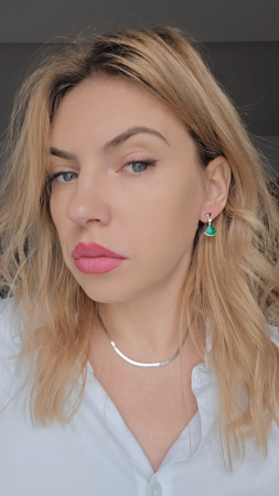 Cercei eleganti din Argint 925 cu insertie de Malachit– 3.19 g, 2 cm [1]