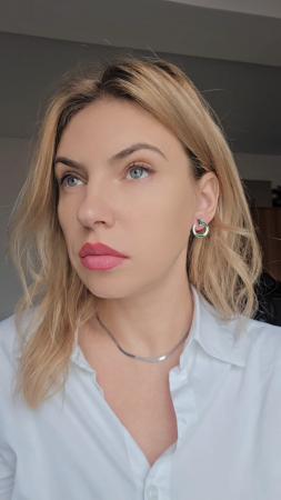 Cercei eleganti din Argint 925 cu insertie Malachit– 5 g, 2 cm [2]