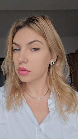 Cercei eleganti din Argint 925 cu insertie  Malachit– 6.13 g, 1.80 cm [2]