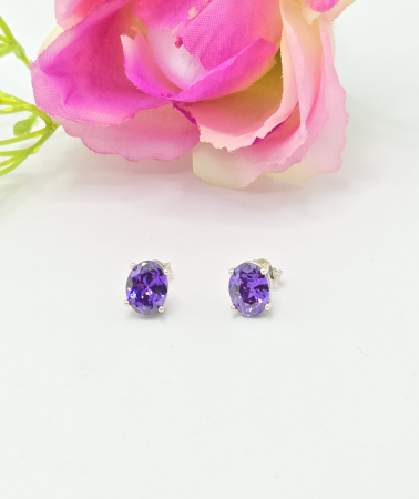 Cercei din argint - Cercei Eleganti din Argint 925 cu Zirconia – 1.95 g, 0.80 cm