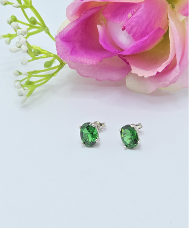 Cercei din argint - Cercei Eleganti din Argint 925 cu Zirconia – 1.95 g, 0.80 cm