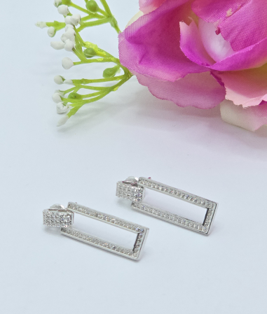 Cercei din argint - Cercei Eleganti din Argint 925 cu Zirconia – 4.06 g, 2.5 cm