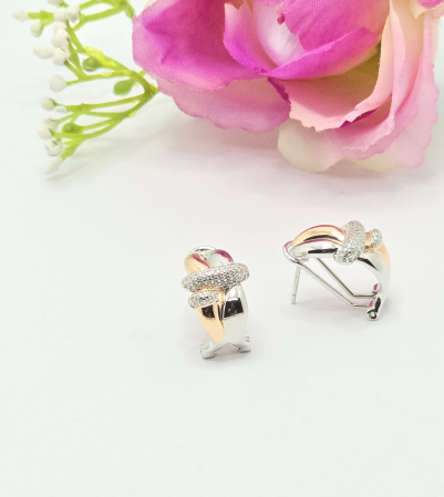 Cercei din argint - Cercei Eleganti din Argint 925 cu Zirconia – 4.59 g, 2 cm