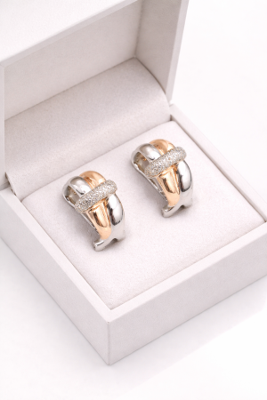 Cercei din argint 925 bicolori cu zirconii – model elegant modern [2]