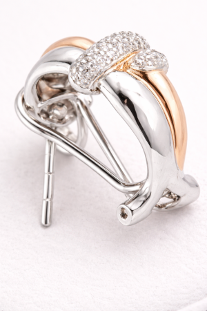 Cercei din argint 925 bicolori cu zirconii – model elegant modern [1]