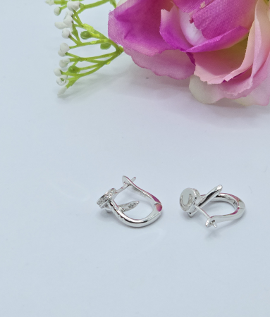 Cercei din argint - Cercei Eleganti din Argint 925 cu Zirconia – 4.95 g, 1 cm