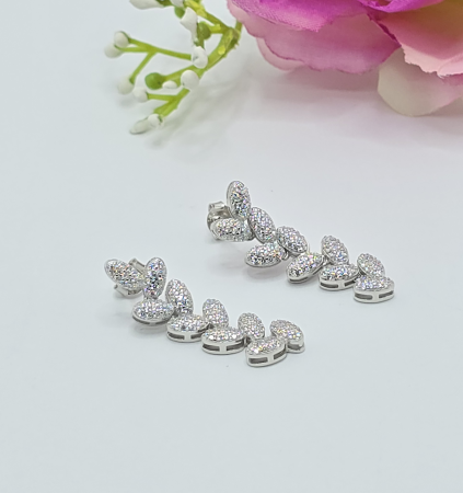 Cercei din argint - Cercei Eleganti din Argint 925 cu Zirconia – 5.01 g, 3 cm