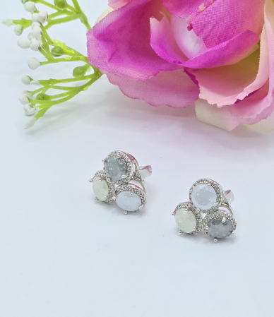 Cercei din argint - Cercei Eleganti din Argint 925 cu Zirconia – 6.18 g, 1.5 cm