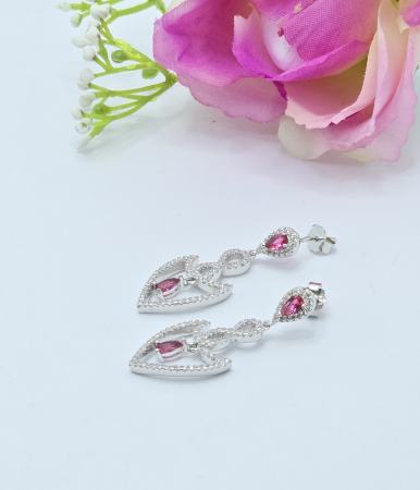 Cercei din argint - Cercei Eleganti din Argint 925 cu Zirconia – 6.34 g, 3.5 cm