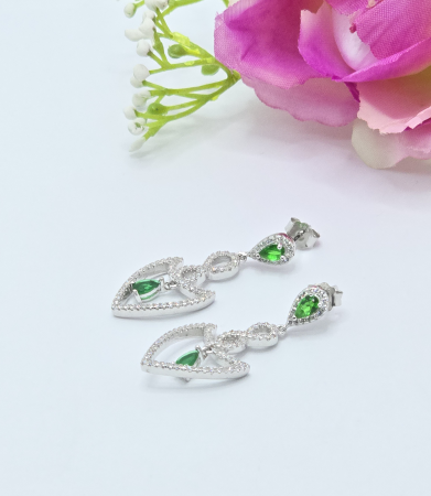 Cercei din argint - Cercei Eleganti din Argint 925 cu Zirconia – 6.38 g, 3.5 cm