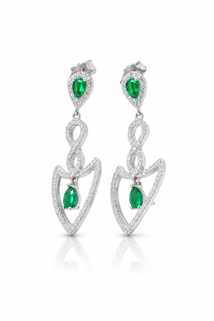 Cercei din argint - Cercei Eleganti din Argint 925 cu Zirconia – 6.38 g, 3.5 cm